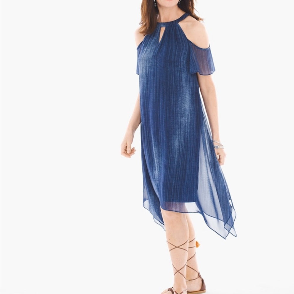 Chicos blue handkerchief hem dress size 3 in Chico sizing or 16 regular sizing